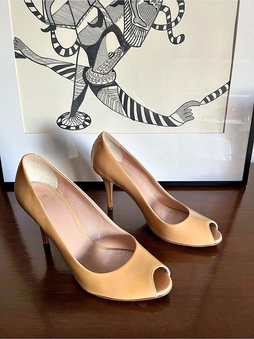BOSS Peep Toe Heels EU 38 Beige
